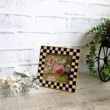 Hand Painted Checks Vintage Frame Courtly Picture Frame Pink Rose Checked Decor 3 small