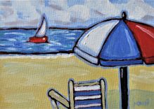 Original Impressionist Nautical Acrylic Painting, 7" X 5" 5 small