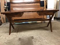 Live Edge Spalted Maple Desk Ready To Ship, 2 Large Drawers, Stained Light Walnut Active 3 small