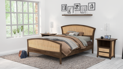 Modern Bed Frame, Walnut Headboard, Wood Bed, King Size Bed, Queen, Art Deco, 1 small