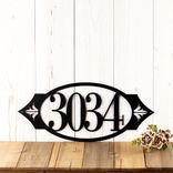 Oval Metal House Number Sign with Fleur De Lis, 4 Digit 1 small