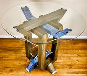 Contemporary Modern Custom High Top Dining Wood And Metal And Glass Table 3 small