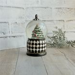 Whimsical Checks Musical Christmas Snow Globe Checked Christmas Ornament 3 small