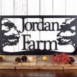 Personalized Rectangular Metal Family Name Plaque with Oak Trees 1 small