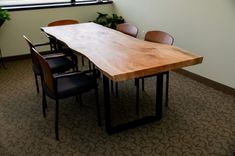 Sycamore Conference Table, Sycamore Dining Table, Live Edge Conference Table, Meeting Table 4 small