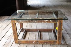 Old Wood Ladder And Glass Coffee Table 3 small