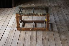 Old Wood Ladder And Glass Coffee Table 2 small