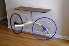 Entry Table Made From Bike Wheels, Tree Branch And Walnut 4 small