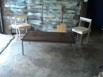Coffee Table Of Reclaimed Wood And Brushed Alloy Steel 5 small