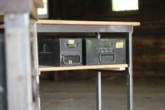 Reclaimed Wood And Steel Night Stands With Vintage Metal Storage Drawers 3 small