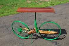 Entry Table Made From Bike Wheels, Tree Branch And Walnut 1 small