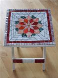Stained Glass Mosaic Top Folding Plant Stand 1 small