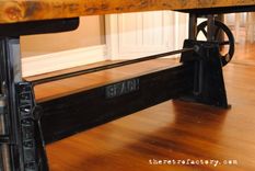 Vintage Industrial Adjustable 1940′S Crank Table 2 small