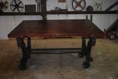 Vintage Industrial Rolling Pub/Dining Room Table 2 small