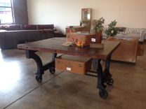 Vintage Industrial Rolling Pub/Dining Room Table 3 small