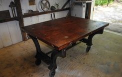 Vintage Industrial Rolling Pub/Dining Room Table 4 small