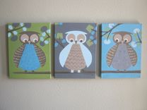 Custom Nursery Artwork - Dwell Studio Owls 1 small