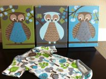 Custom Nursery Artwork - Dwell Studio Owls 2 small