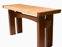 Asian Inspired Maple, Mahogany Accents And Cherry Hardwood Slab Bench 2 small