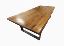 Live Edge Walnut Dining Table With Flat Iron Legs, Walnut Natural Edge Look 1 small