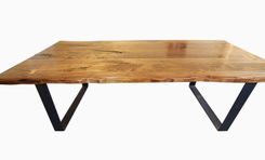 Live Edge Walnut Dining Table With Flat Iron Legs, Walnut Natural Edge Look 2 small