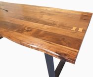 Live Edge Walnut Dining Table With Flat Iron Legs, Walnut Natural Edge Look 4 small