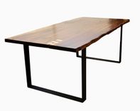 Live Edge Walnut Dining Table With Flat Iron Legs, Walnut Natural Edge Look 6 small