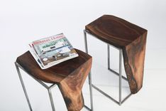 Side Table - Solid Black Walnut Top With Metal Base 2 small