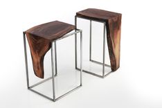 Side Table - Solid Black Walnut Top With Metal Base 1 small