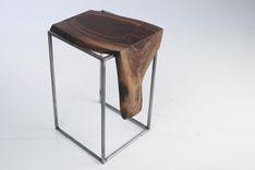 Side Table - Solid Black Walnut Top With Metal Base 5 small