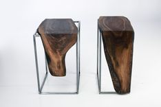 Side Table - Solid Black Walnut Top With Metal Base 6 small