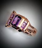 Purple and Pink Sapphire  ring 3 small