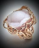 White Druzy quartz in 14kt yellow gold 2 small