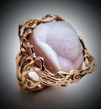 White Druzy quartz in 14kt yellow gold 1 small