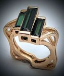  14kt yellow gold Three Stone Tourmaline Ring  1 small