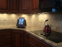 The Tabitat Tablet Stand System For Ipad In Mahogany. 4 small