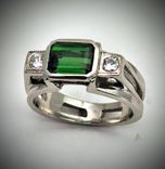 Tourmaline and Diamonds 14ktWhite Gold Ring  1 small