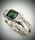 Tourmaline and Diamonds 14ktWhite Gold Ring  2 small