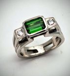 Tourmaline and Diamonds 14ktWhite Gold Ring  3 small