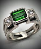 Tourmaline and Diamonds 14ktWhite Gold Ring  4 small