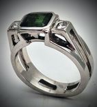 Tourmaline and Diamonds 14ktWhite Gold Ring  5 small