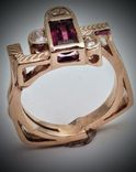 Y14kt Yellow Gold Hot Pink Tourmaline and Diamond Ring 2 small