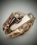 14kt yellow gold Two Diamond ring 2 small