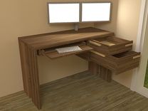 Solid Walnut Computer Desk With Adjustable Tray Height And All Wood Drawer Slides 5 small