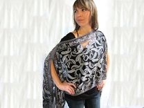 Evening Wrap Hand Beaded Charcoal Grey Paisley 1 small