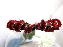 Graduated Beadwoven Necklace Scarlet And Black Spiral 4 small