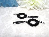 Long Black Beadwork Earrings Prom Elegant Bling 1 small