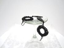 Long Black Beadwork Earrings Prom Elegant Bling 2 small