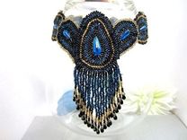 Black Beadwoven Necklace Fringed Choker Peacock 1 small