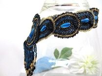 Black Beadwoven Necklace Fringed Choker Peacock 4 small